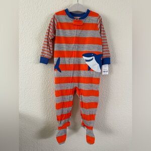 Carter's Orange and Gray Striped Footie with Shark